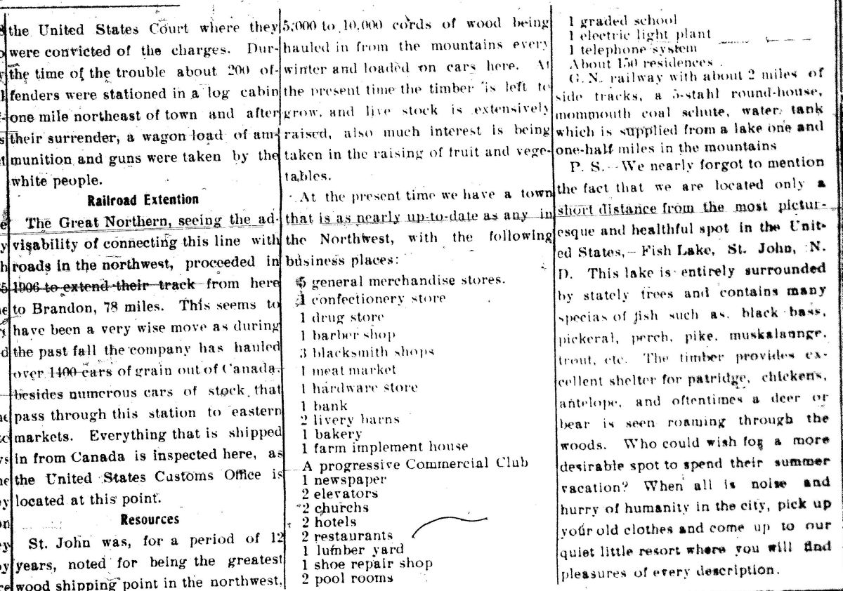 A January 1907 Retrospective of the Founding of the Village of St. John